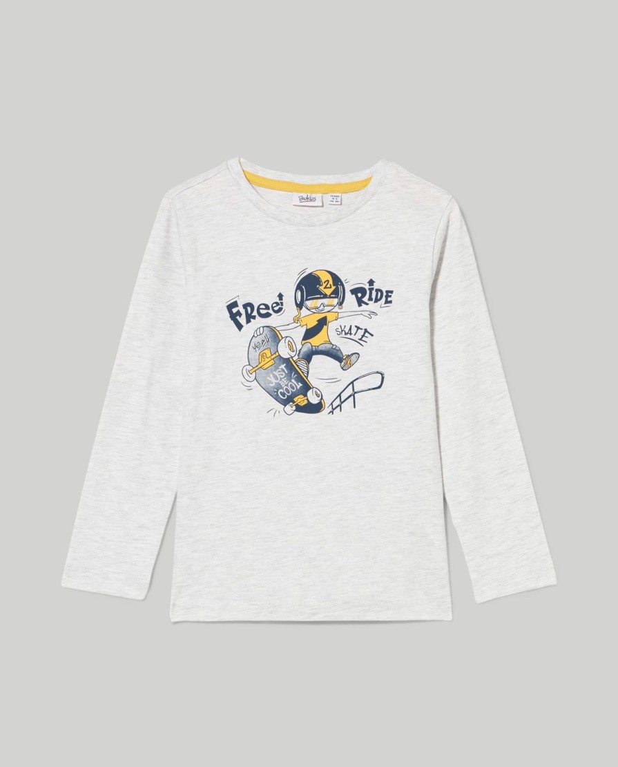 Bambini Blukids Magliette | T-Shirt In Puro Cotone A Manica Lunga Bambino