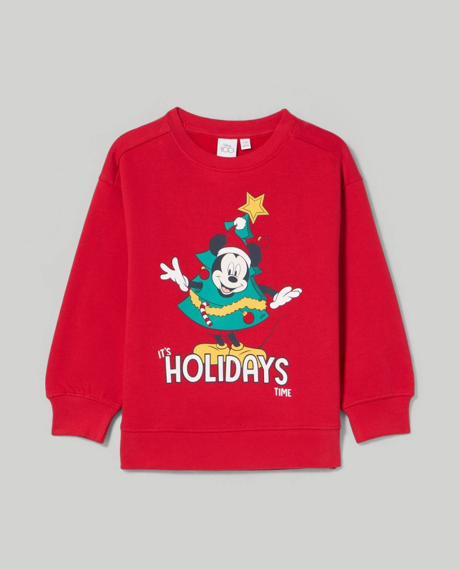 Bambini Blukids Felpe | Felpa Disney Natalizia In Puro Cotone Bambino