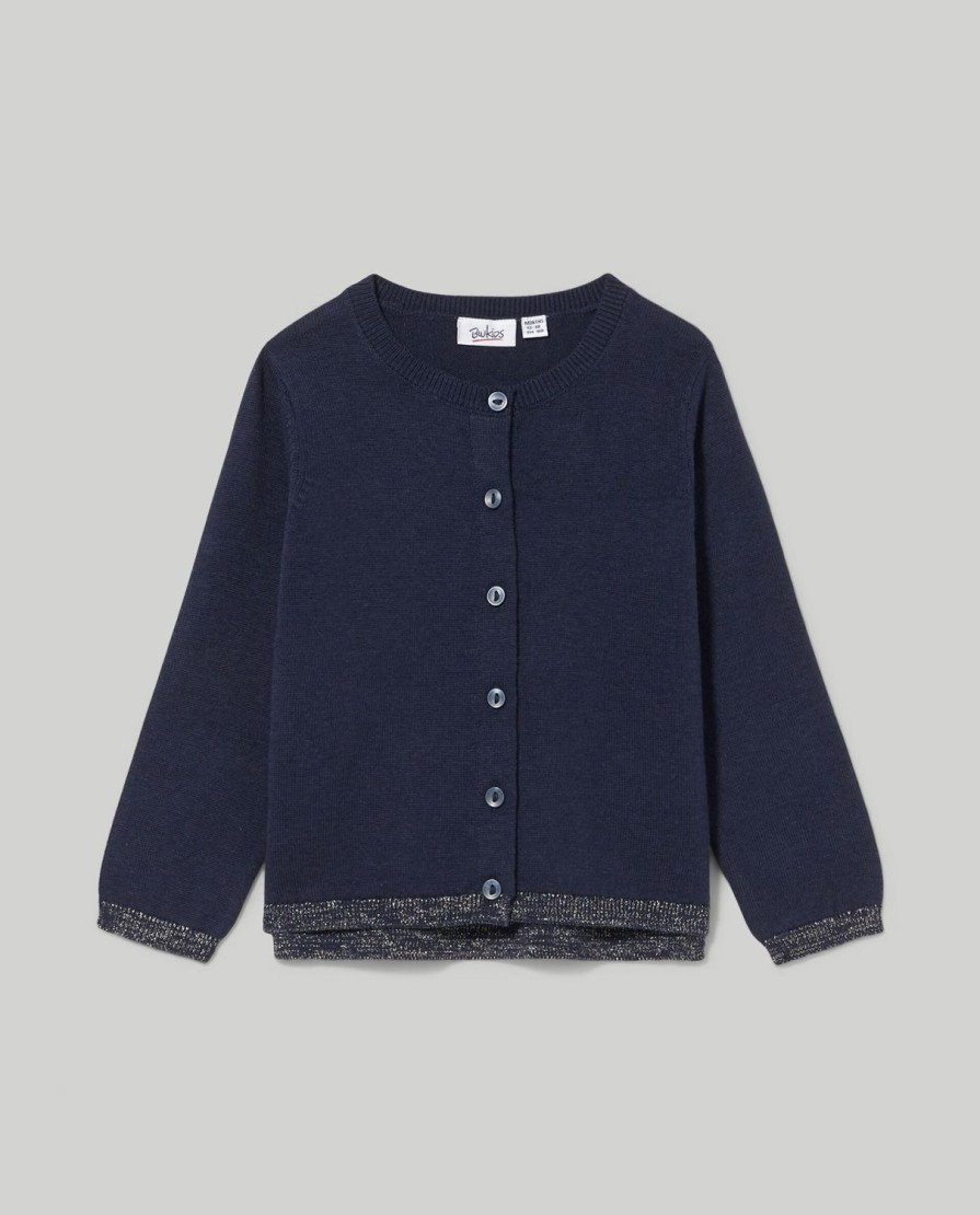 Bambini Blukids Maglioni | Cardigan In Cotone Con Glitter Bambina