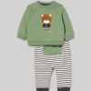 Neonato 9-36 Mesi Blukids Completini | Jogging Set In Felpa Di Puro Cotone Con Ricami Neonato