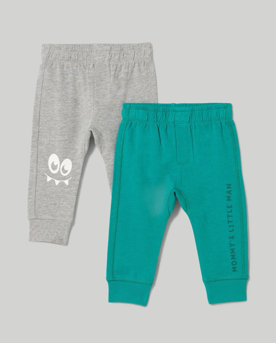 Neonato 9-36 Mesi Blukids Pantaloni E Jeans | Pack 2 Joggers In Felpa Di Cotone Neonato