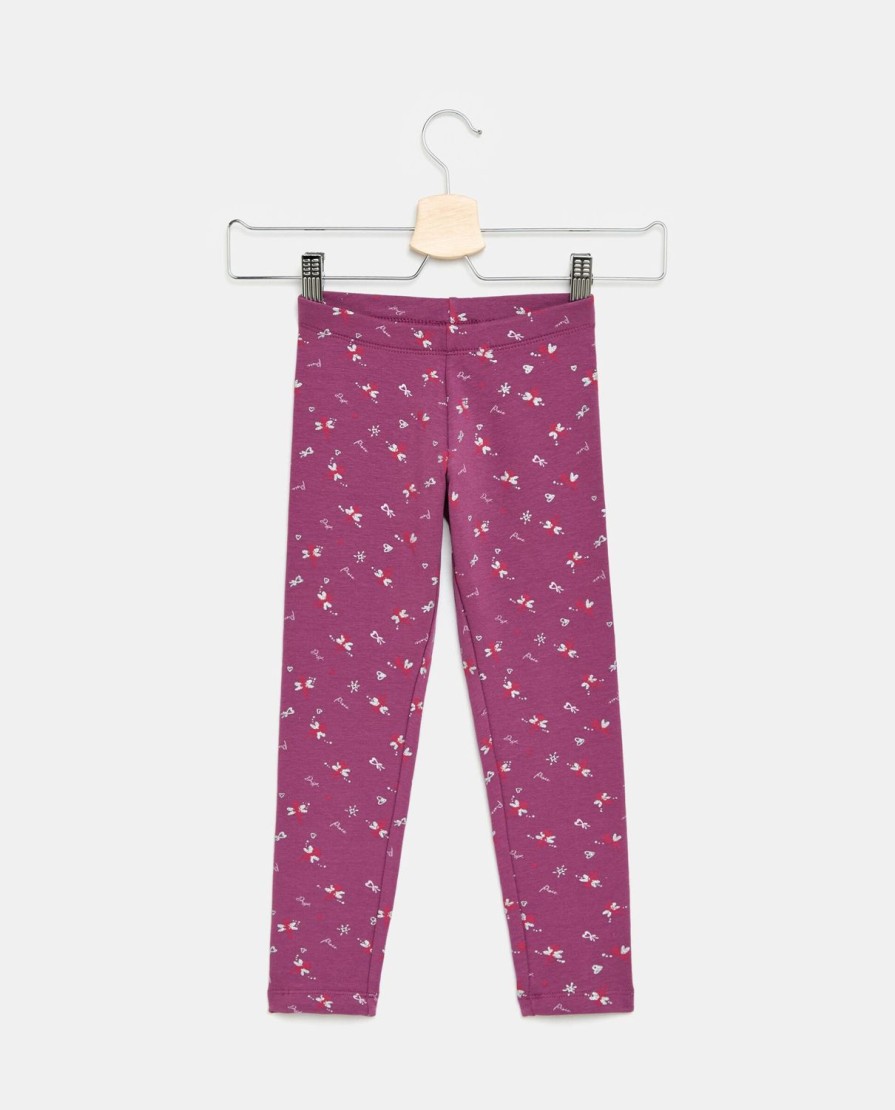 Bambini Blukids Leggings | Leggings Con Stampa Glitter In Cotone Elasticizzato Bambina