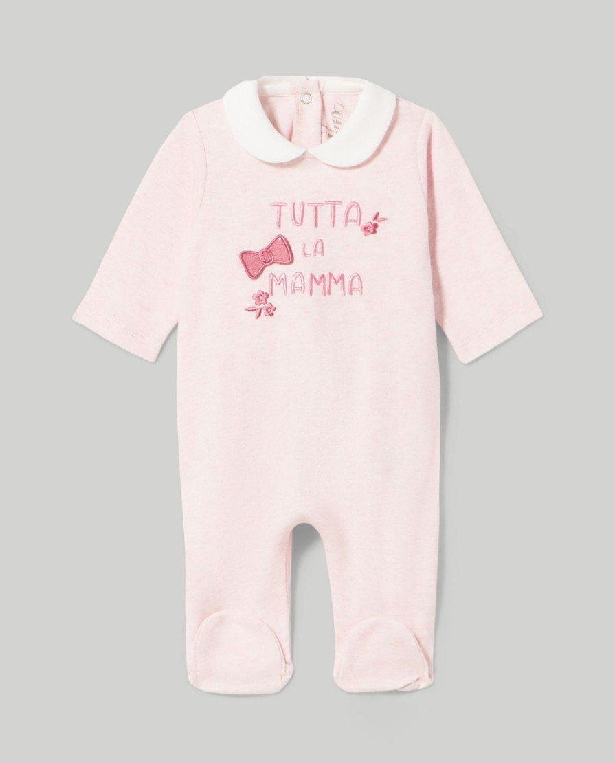 Nascita Blukids Tutine | Tutina In Ciniglia Di Puro Cotone Con Ricami Neonata