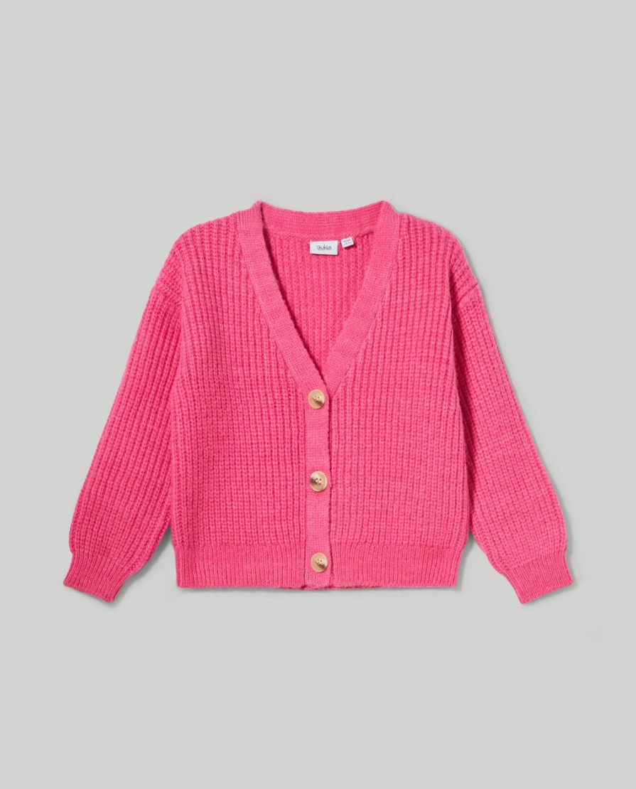 Bambini Blukids Maglioni | Cardigan In Misto Cotone Con Scollo A V Bambina