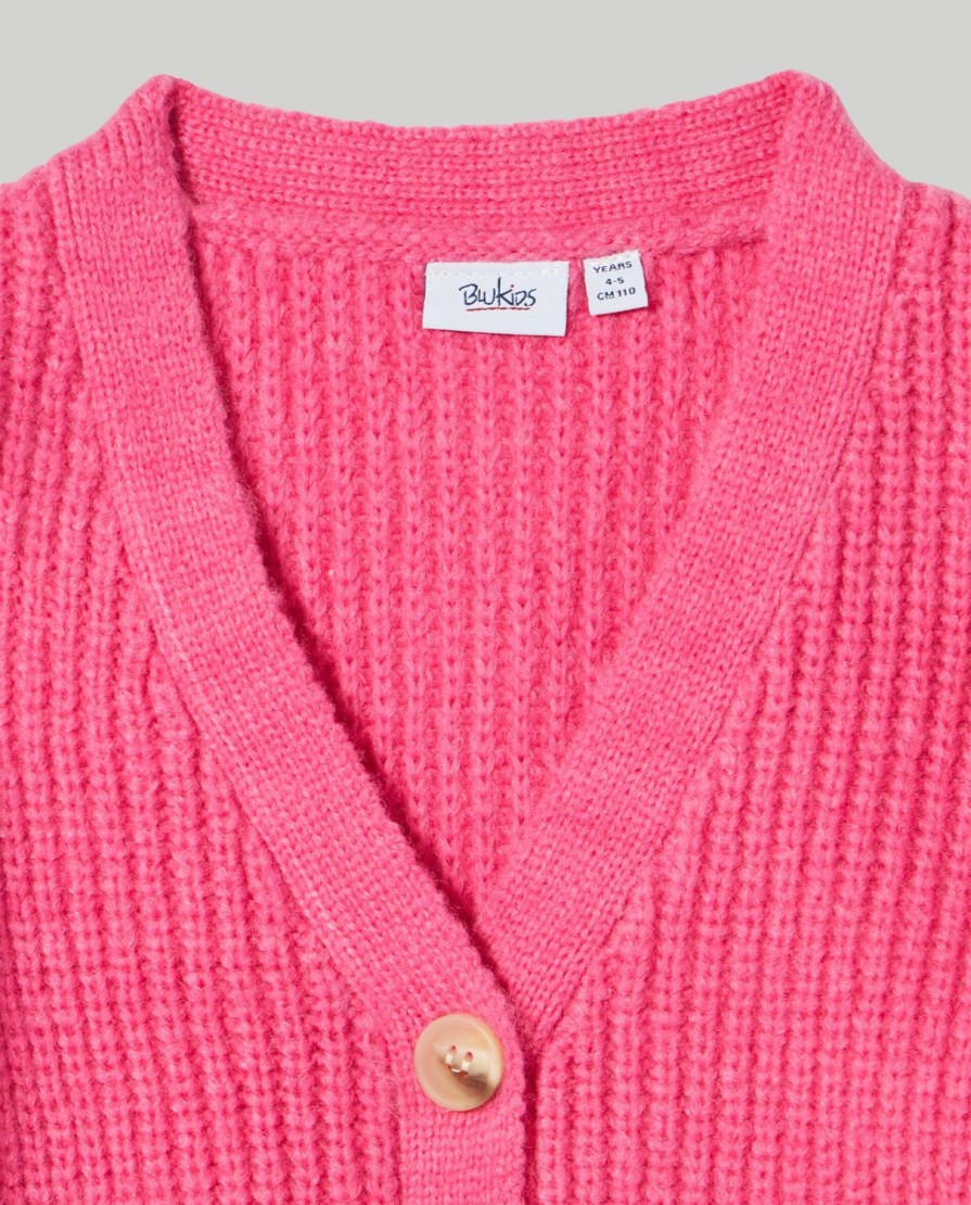 Bambini Blukids Maglioni | Cardigan In Misto Cotone Con Scollo A V Bambina