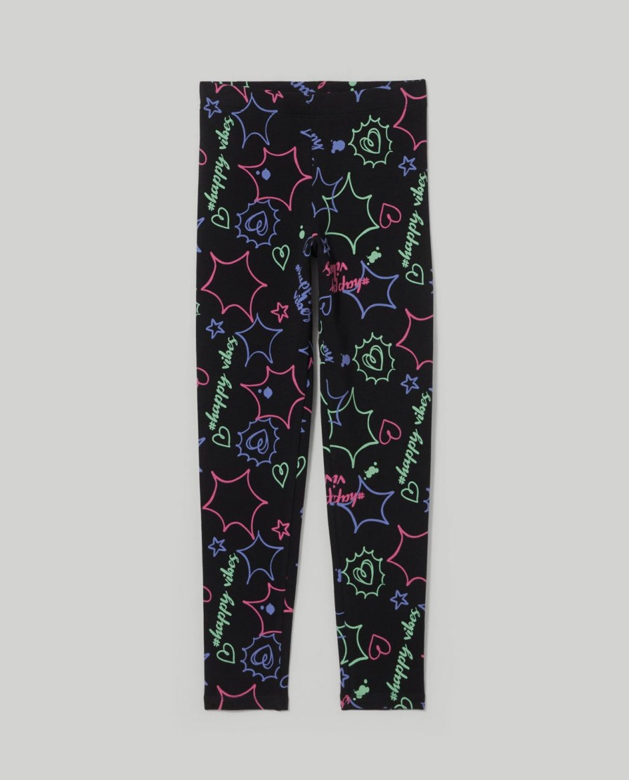 Ragazzi Blukids Jeans E Pantaloni | Leggings In Felpa Di Cotone Elasticizzato Ragazza