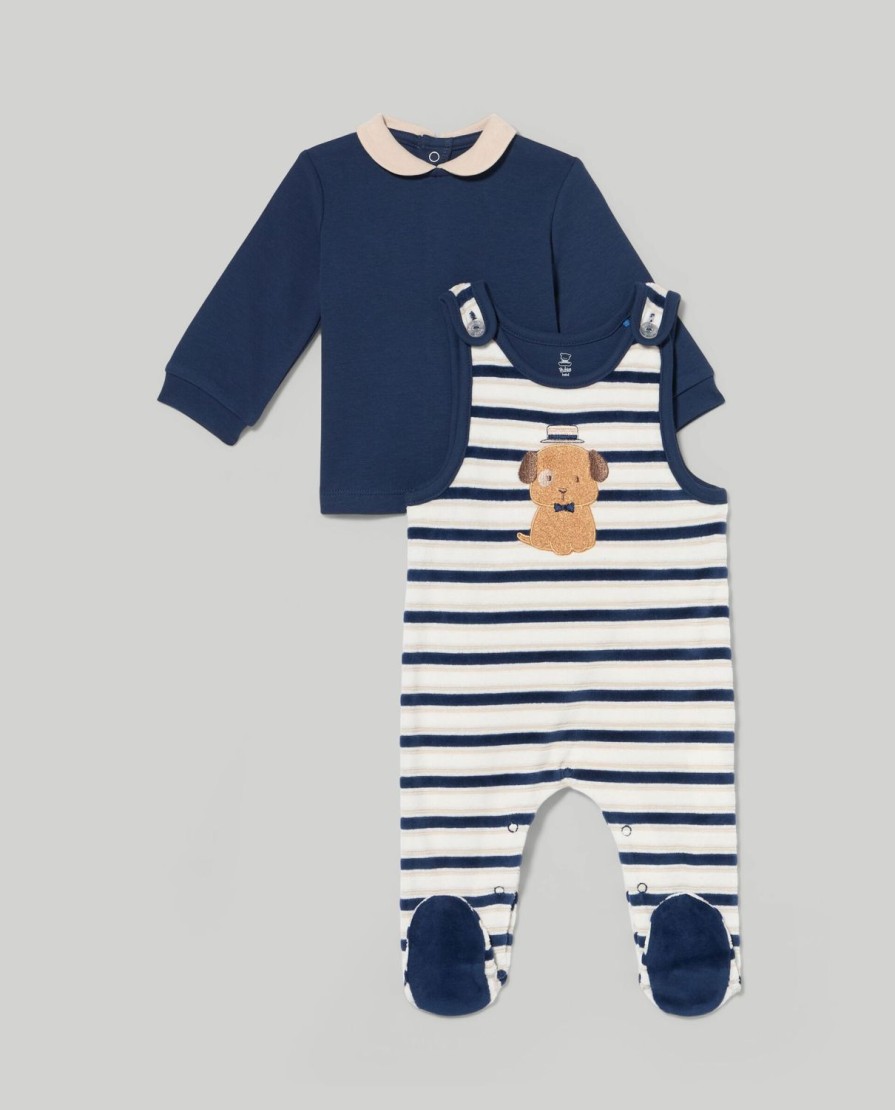 Neonato 9-36 Mesi Blukids Completini | Set Salopette + T-Shirt Neonato