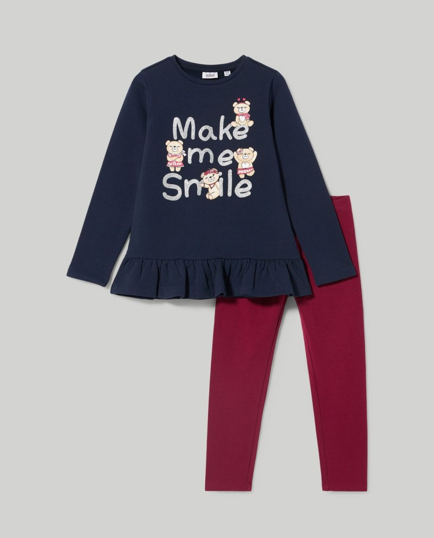 Bambini Blukids Set Bambina | Jogging Set In Felpa Garzata Bambina