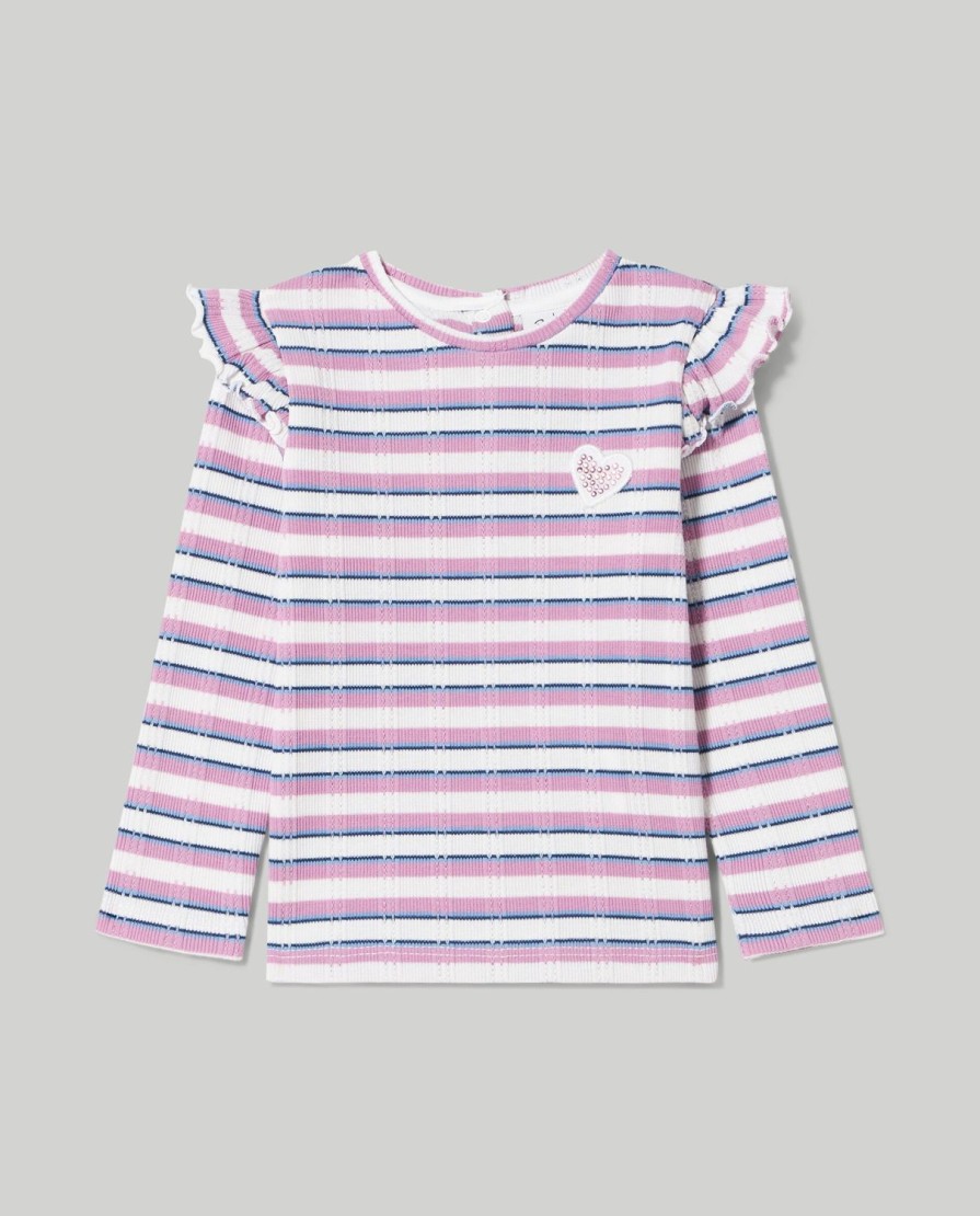 Neonata 9-36 Mesi Blukids Magliette | T-Shirt Lunga A Costine Con Rouches Neonata