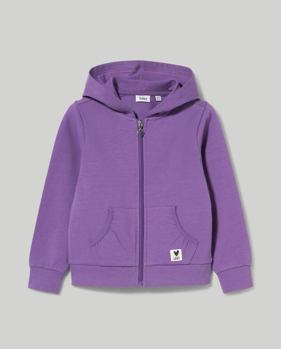 Bambini Blukids Felpe | Felpa Full Zip Con Cappuccio Bambina