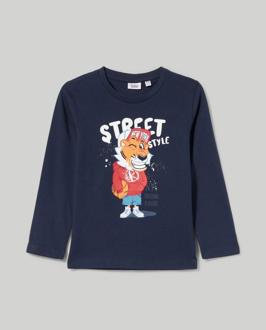 Bambini Blukids Magliette | T-Shirt Lunga In Puro Cotone Bambino