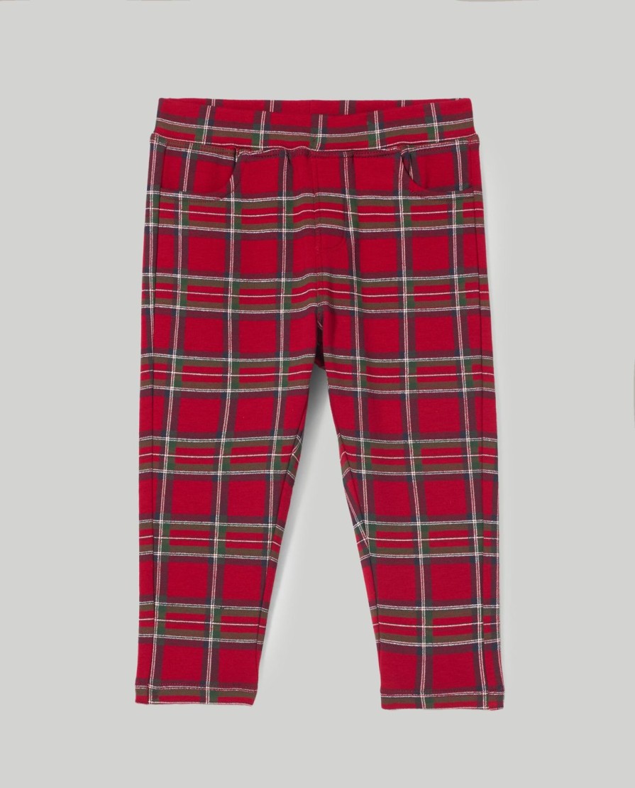 Neonata 9-36 Mesi Blukids Pantaloni E Jeans | Jeggings Tartan In Cotone Stretch Neonata