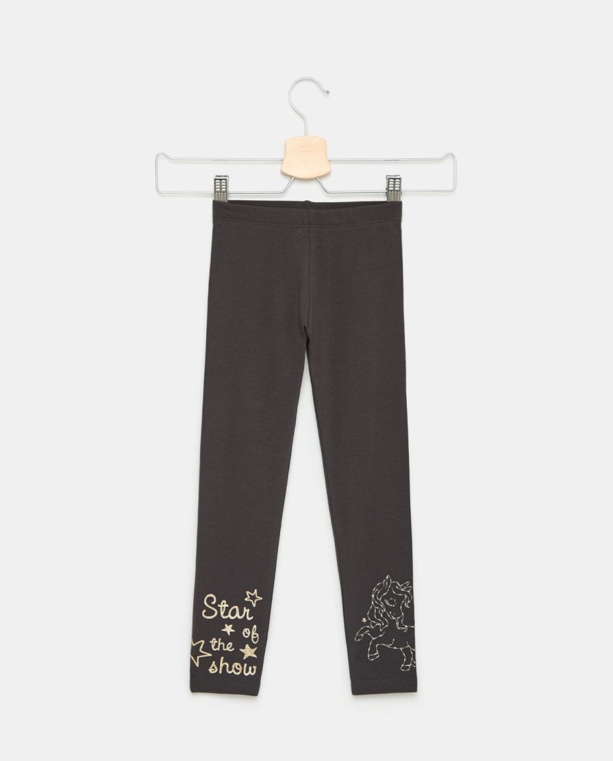 Bambini Blukids Jeans E Pantaloni | Leggings Con Stampa Glitter In Cotone Elasticizzato Bambina