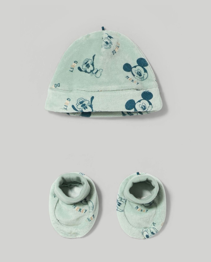 Nascita Blukids Completini | Set Scarpine + Berretto In Ciniglia Neonato