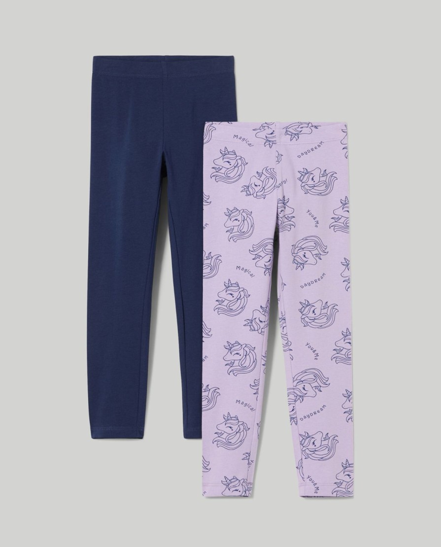 Bambini Blukids Leggings | Pack 2 Leggings In Cotone Elasticizzato Bambina