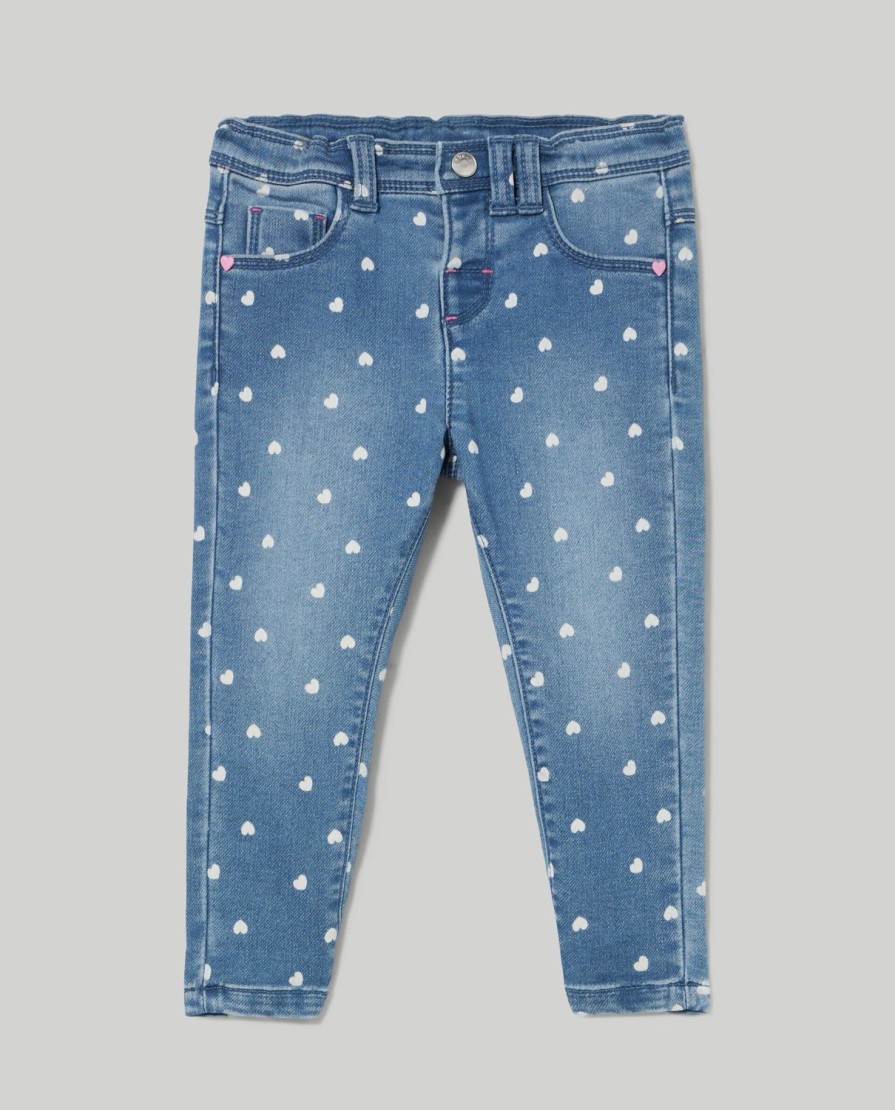 Neonata 9-36 Mesi Blukids Pantaloni E Jeans | Denim Con Fantasia A Cuori Neonata