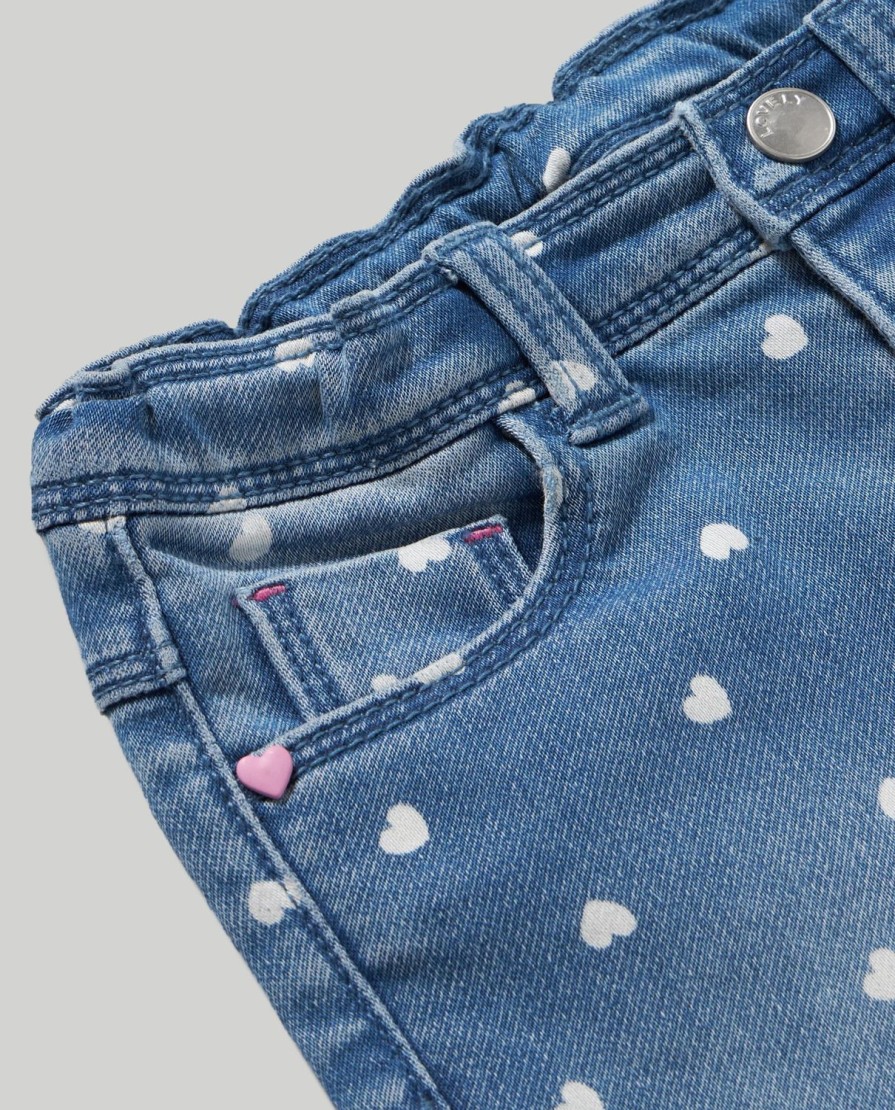 Neonata 9-36 Mesi Blukids Pantaloni E Jeans | Denim Con Fantasia A Cuori Neonata