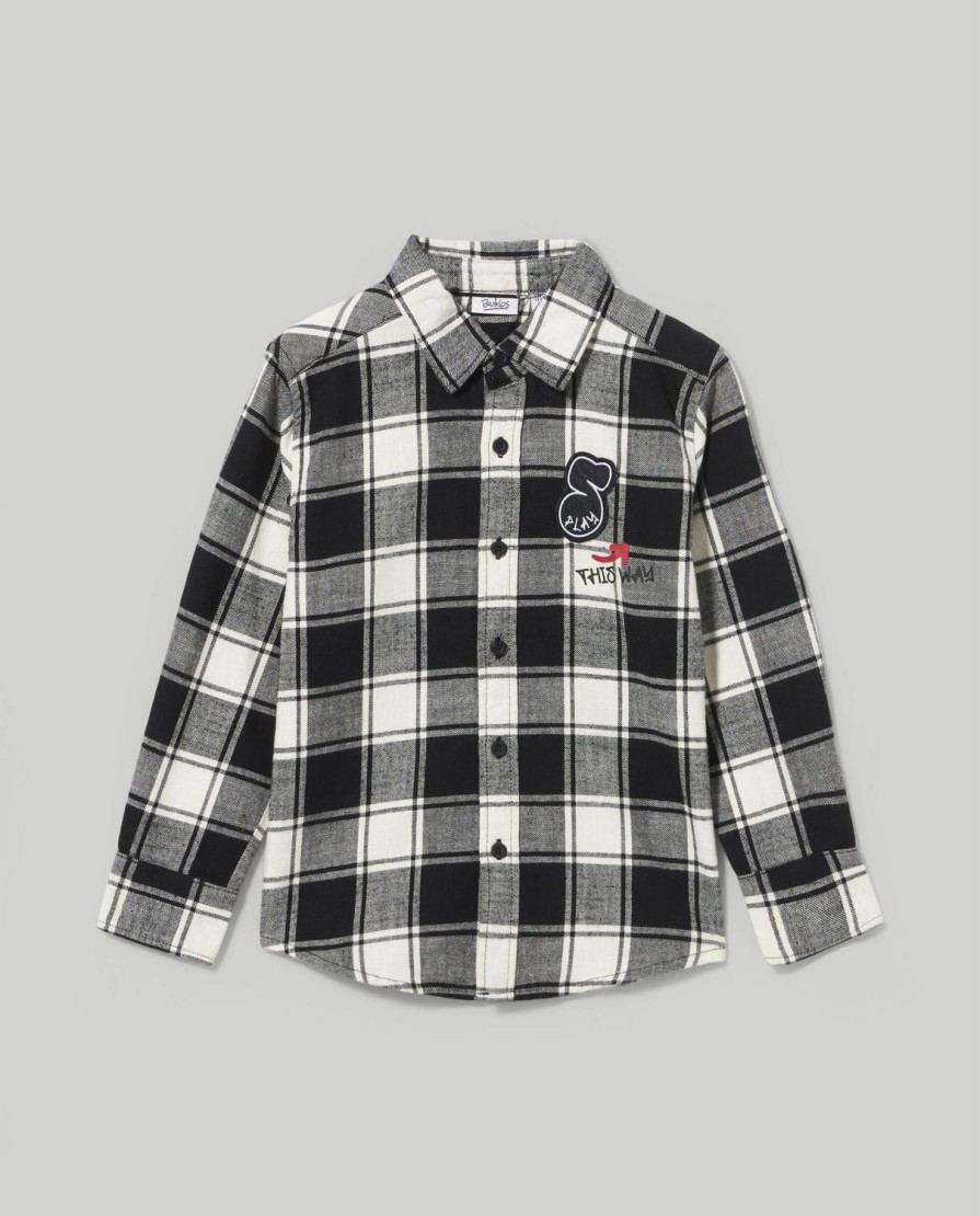 Bambini Blukids Camicie | Camicia Check In Flanella Di Puro Cotone Bambino