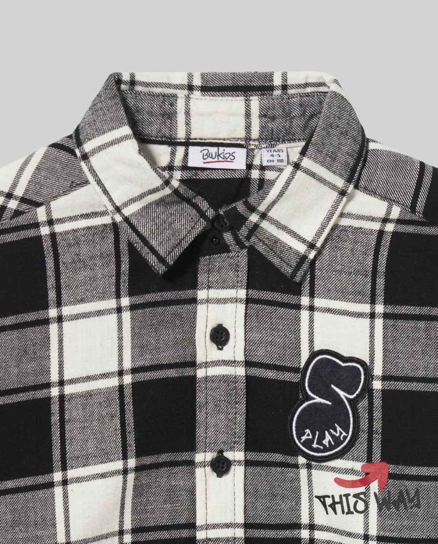 Bambini Blukids Camicie | Camicia Check In Flanella Di Puro Cotone Bambino