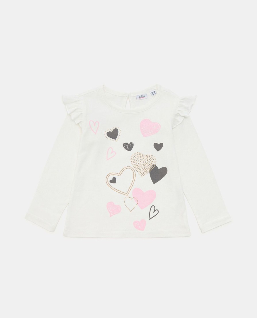 Neonata 9-36 Mesi Blukids Magliette | T-Shirt Con Volant E Glitter In Puro Cotone Neonata