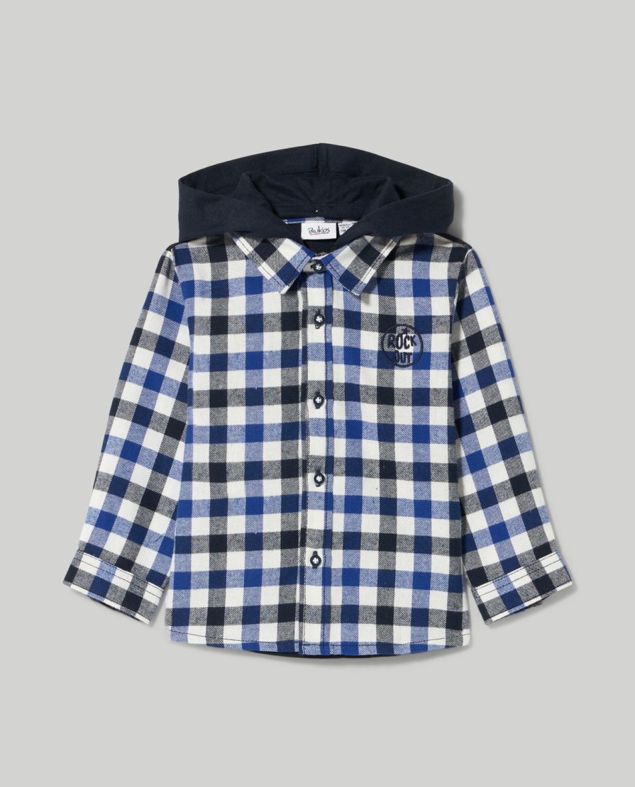 Neonato 9-36 Mesi Blukids Camicie | Camicia In Flanella Con Cappuccio Neonato