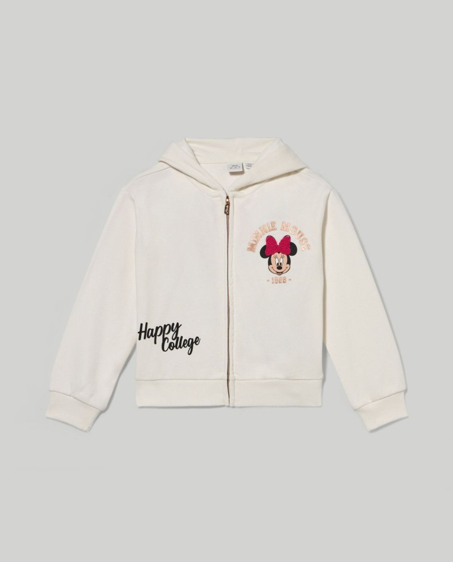 Bambini Blukids Felpe | Felpa In Cotone Full Zip E Stampa Disney Bambina