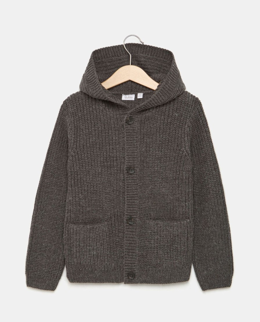 Bambini Blukids Maglioni | Cardigan In Misto Lana Con Cappuccio Bambino