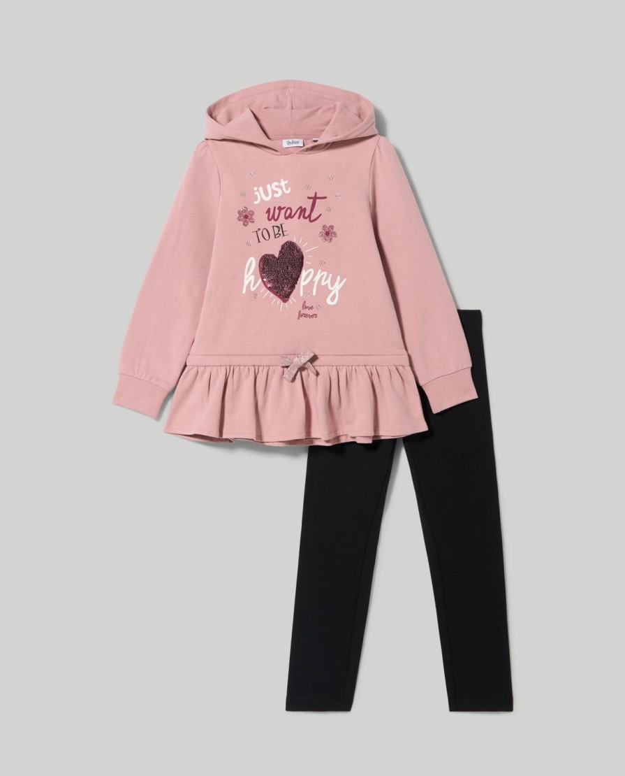 Bambini Blukids Set Bambina | Jogging Set In Felpa Garzata Bambina