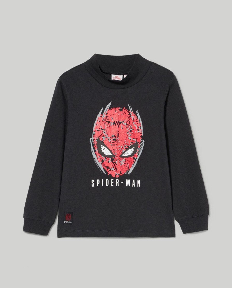 Bambini Blukids Magliette | Lupetto In Puro Cotone Con Stampa Spider-Man Bambino