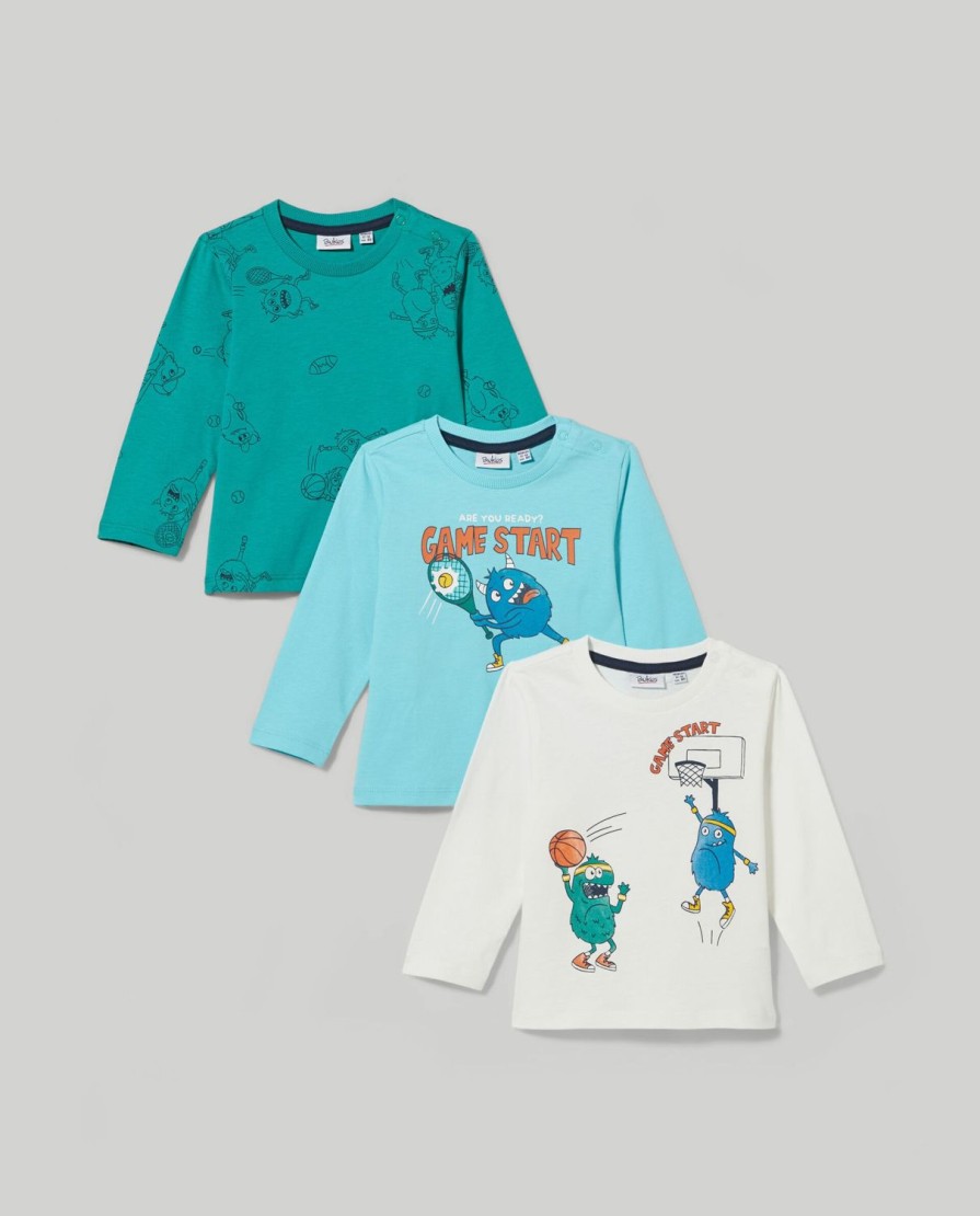 Neonato 9-36 Mesi Blukids Magliette | Pack 3 T-Shirt In Puro Cotone Con Stampa Neonato