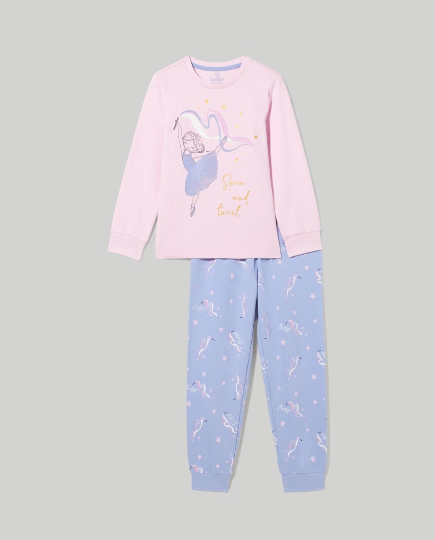 Bambini Blukids Pigiami | Pigiama In Felpa Di Puro Cotone Bambina