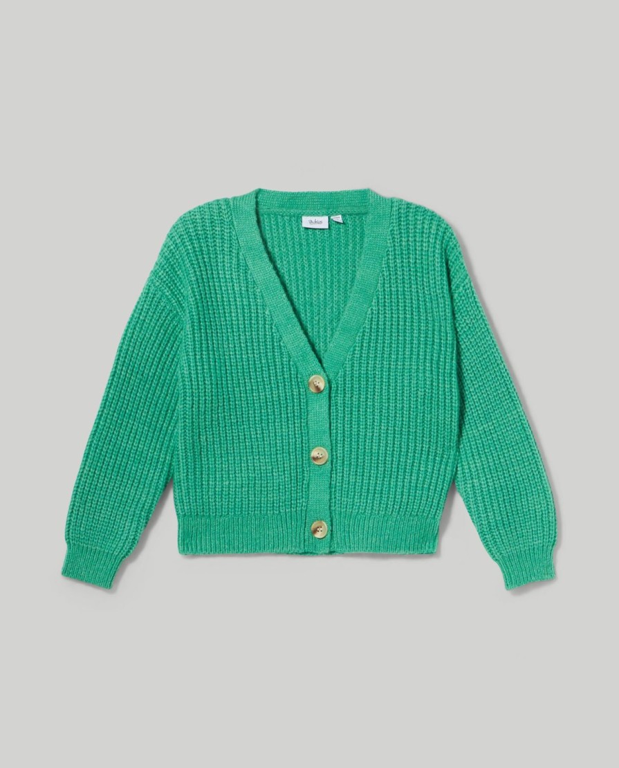 Bambini Blukids Maglioni | Cardigan In Misto Cotone Con Scollo A V Bambina