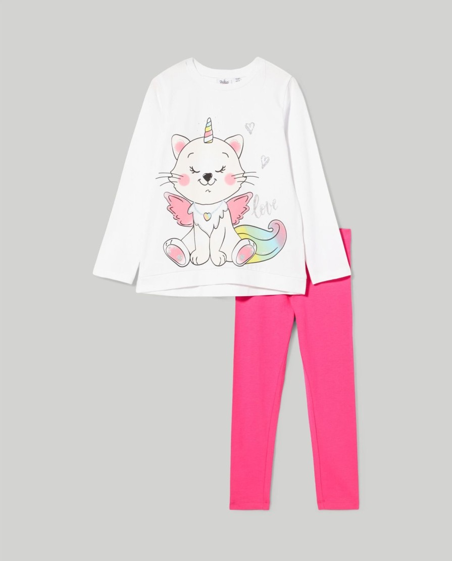 Bambini Blukids Set Bambina | Jogging Set In Cotone Elasticizzato Bambina