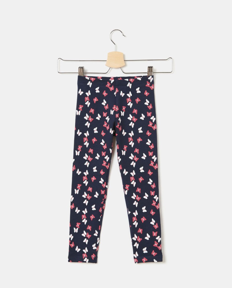 Bambini Blukids Jeans E Pantaloni | Leggings A Fantasia Farfalle In Cotone Elasticizzato Bambina