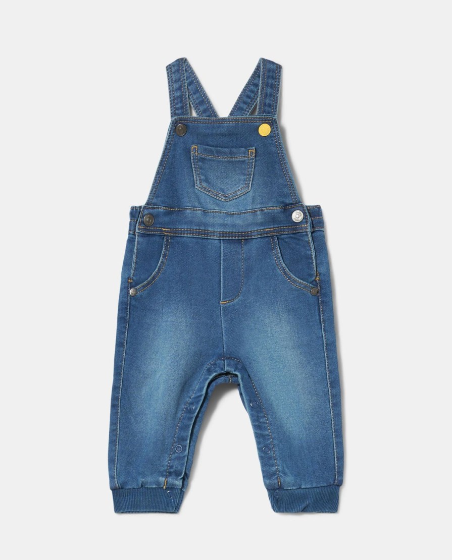 Neonato 9-36 Mesi Blukids Pantaloni E Jeans | Salopette In Denim Di Felpa Neonato