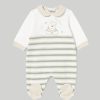 Nascita Blukids Tutine | Tutina Rigata In Cotone Con Ricami Ed Applicazioni Neonato