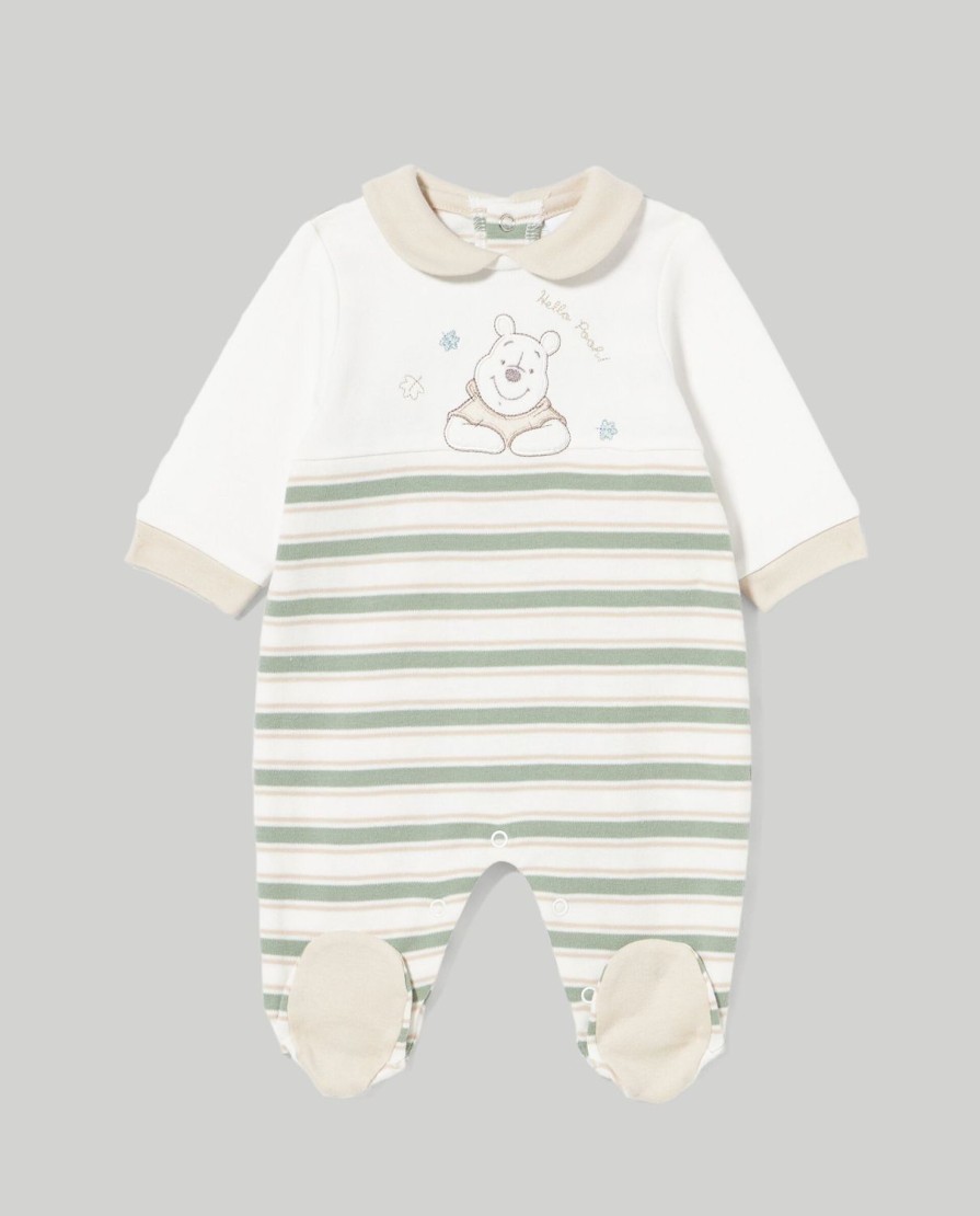 Nascita Blukids Tutine | Tutina Rigata In Cotone Con Ricami Ed Applicazioni Neonato