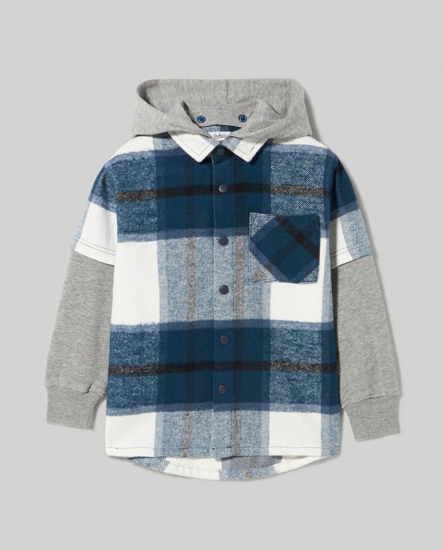 Bambini Blukids Camicie | Camicia In Flanella Di Cotone Con Cappuccio Bambino