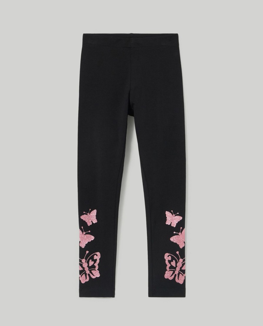 Bambini Blukids Leggings | Leggings In Cotone Elasticizzato Con Stampa Bambina