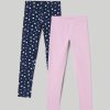 Bambini Blukids Leggings | Pack 2 Leggings In Felpa Con Stampa Bambina