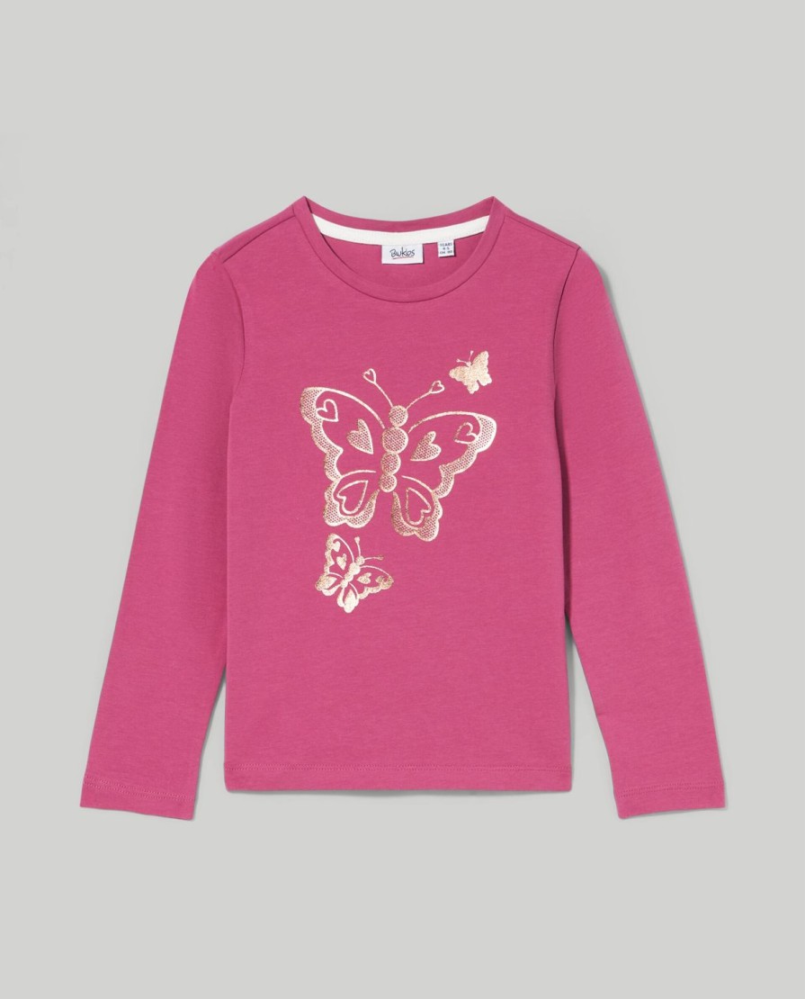 Bambini Blukids Magliette | T-Shirt A Maniche Lunghe In Cotone Elasticizzato Bambina