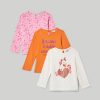 Neonata 9-36 Mesi Blukids Magliette | Pack 3 T-Shirt A Manica Lunga In Puro Cotone Neonata