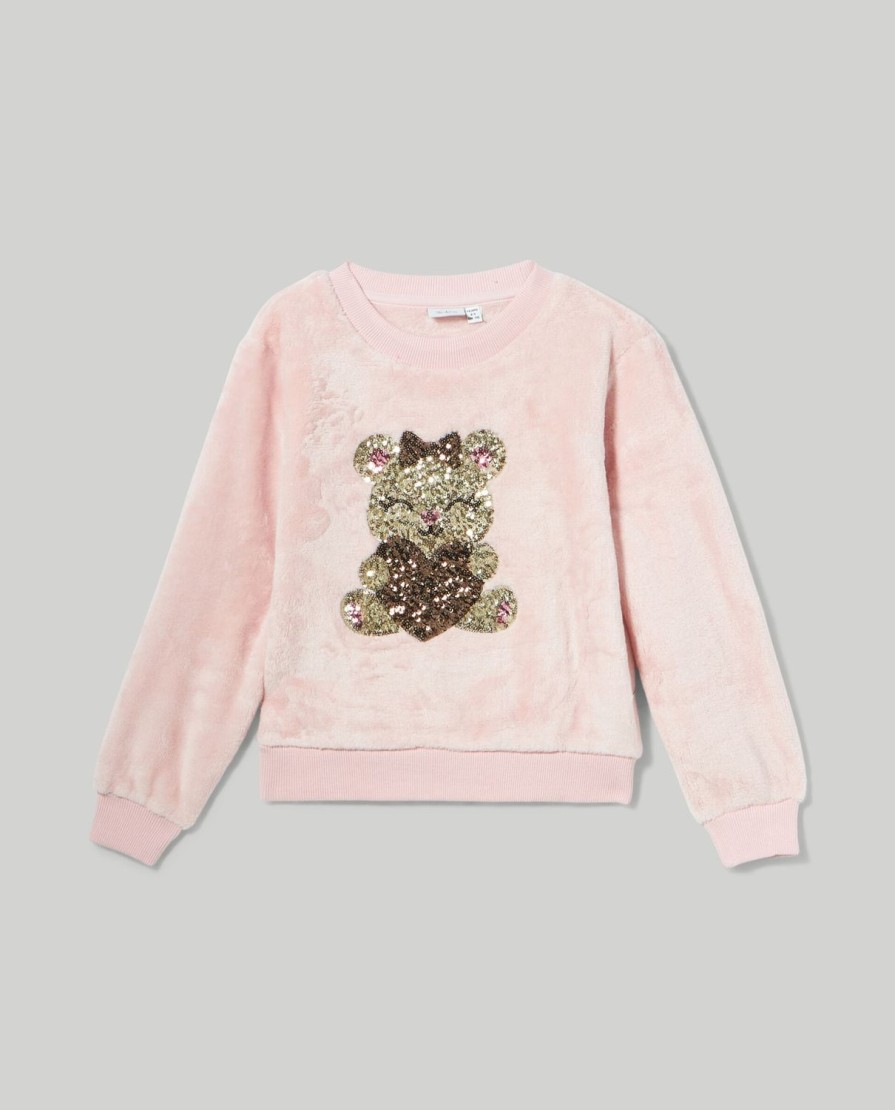 Bambini Blukids Felpe | Felpa In Pile Con Paillettes Bambina