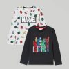 Bambini Blukids Magliette | Pack 2 T-Shirt Marvel A Maniche Lunghe Bambino