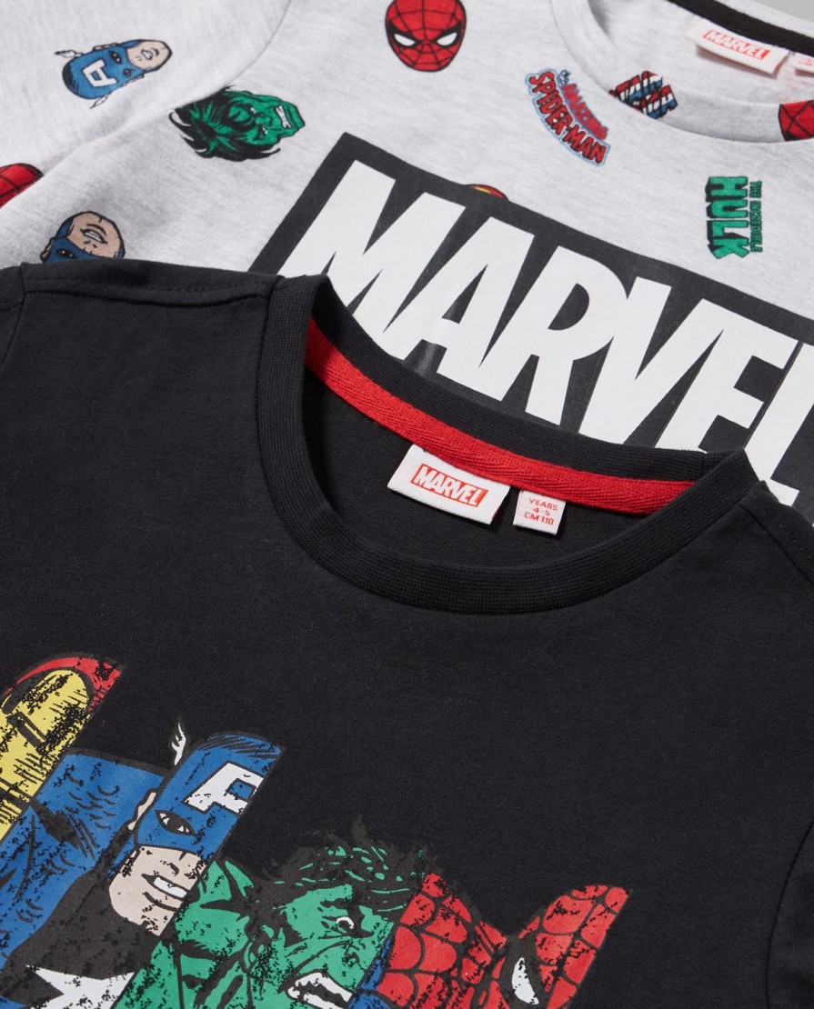 Bambini Blukids Magliette | Pack 2 T-Shirt Marvel A Maniche Lunghe Bambino