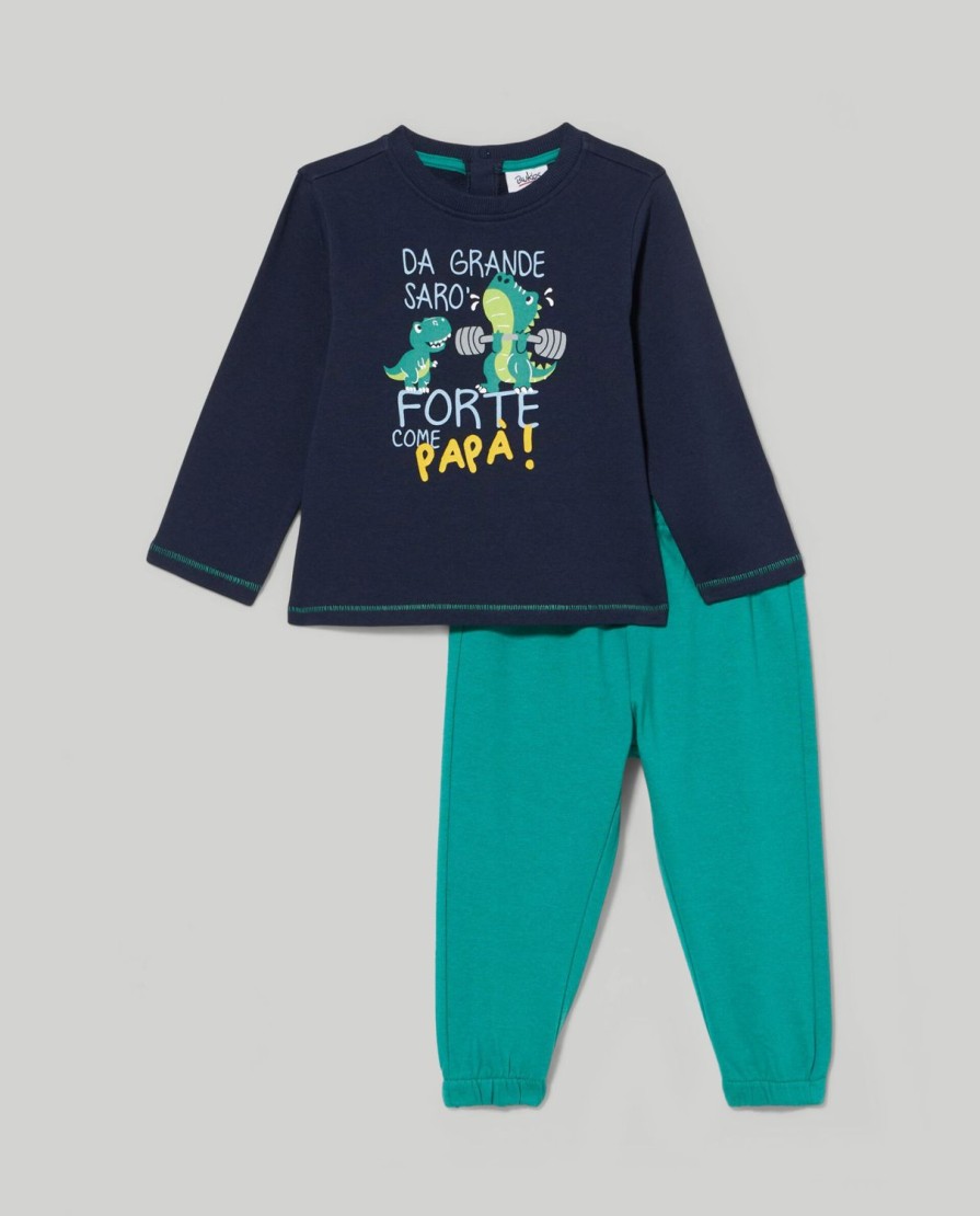 Neonato 9-36 Mesi Blukids Completini | Jogging Set In Puro Cotone Neonato