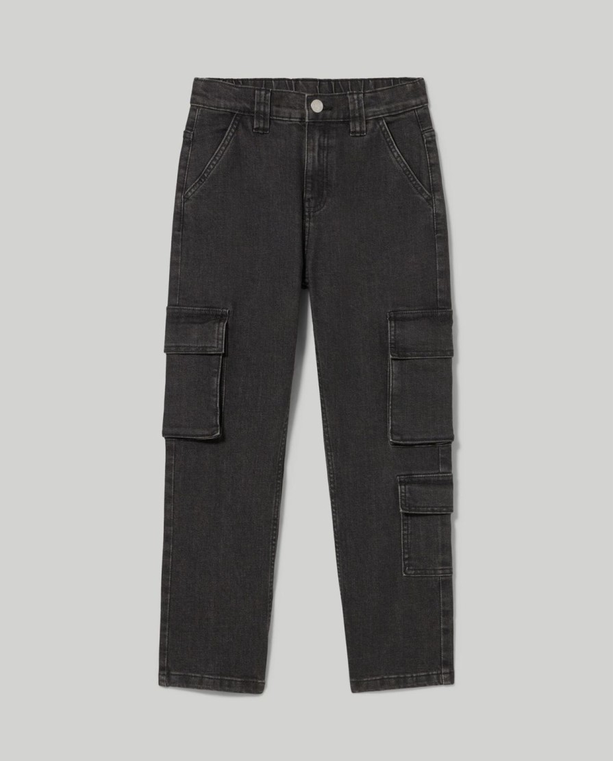 Ragazzi Blukids Jeans E Pantaloni | Denim Cargo In Tessuto Stretch Ragazzo