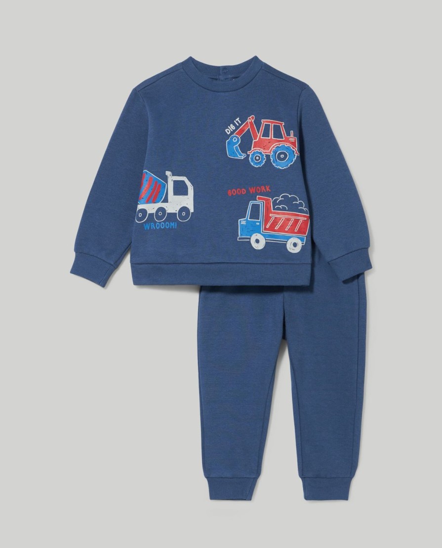 Neonato 9-36 Mesi Blukids Completini | Jogging Set In Felpa Di Puro Cotone Neonato