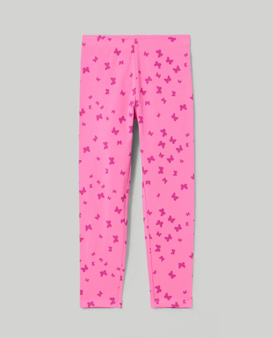 Bambini Blukids Leggings | Leggings In Cotone Elasticizzato Stampati Bambina