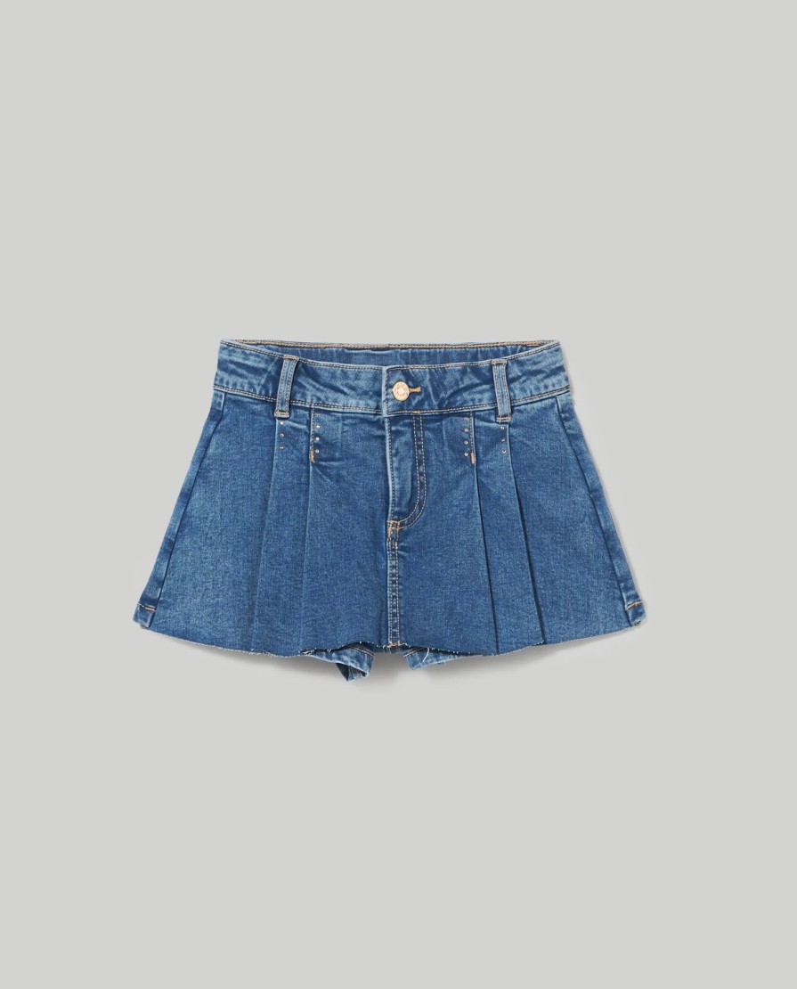 Bambini Blukids Gonne | Gonna In Denim Di Cotone Stretch Bambina